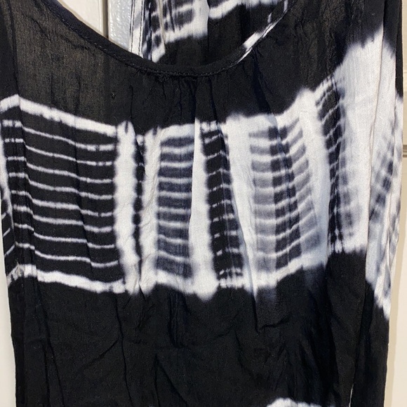 Black White Large Tie Dye Spaghetti Strap High Low Dress - Picture 8 of 13